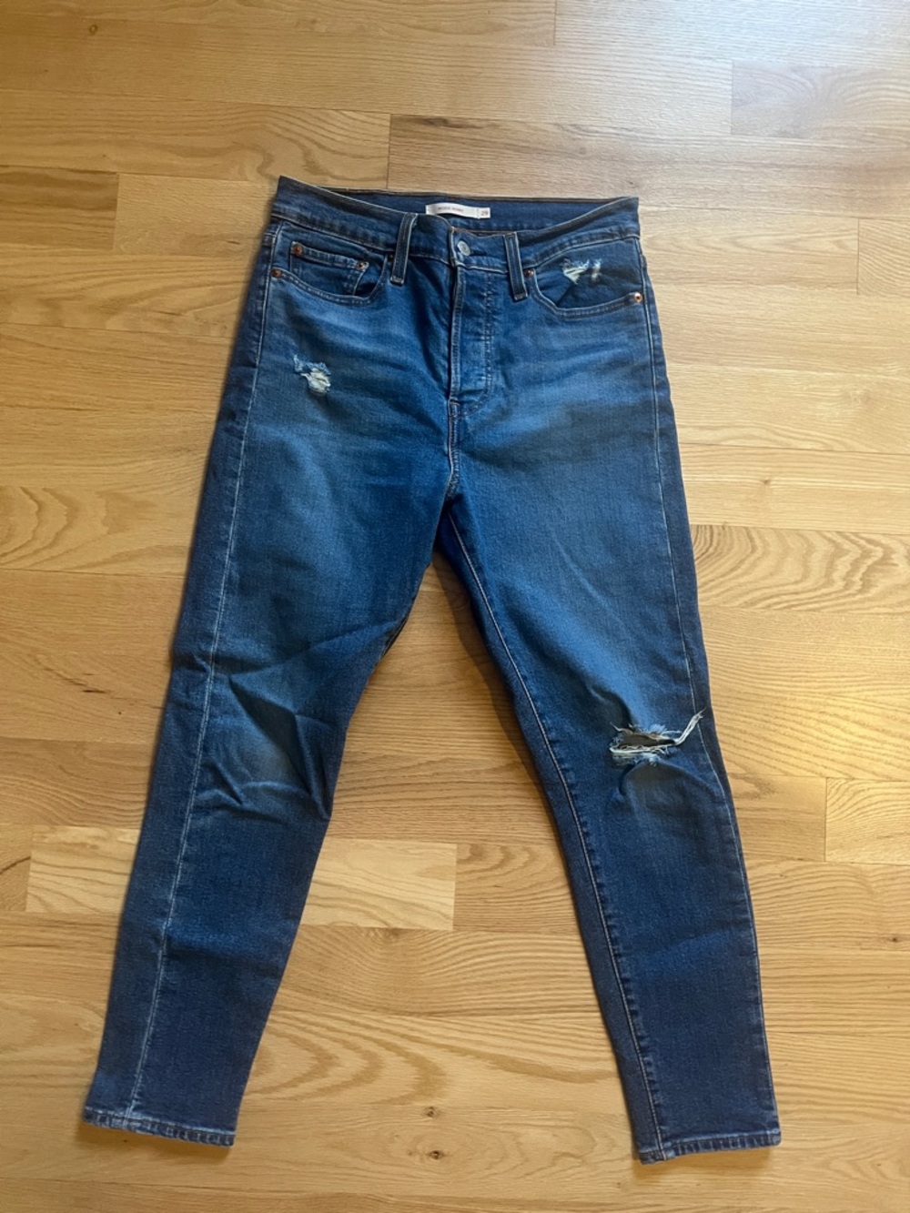 Levi's Dark Blue Skinny Jeans with Knee Distress